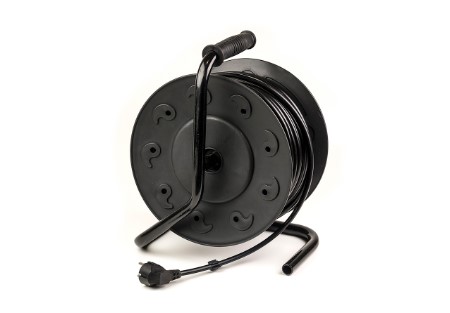 Фото Подовжувач на котушці PowerPlant 50 м, 3x2.5мм2, 16А, 4 розетки, морозостійкий (JY-2002/50)