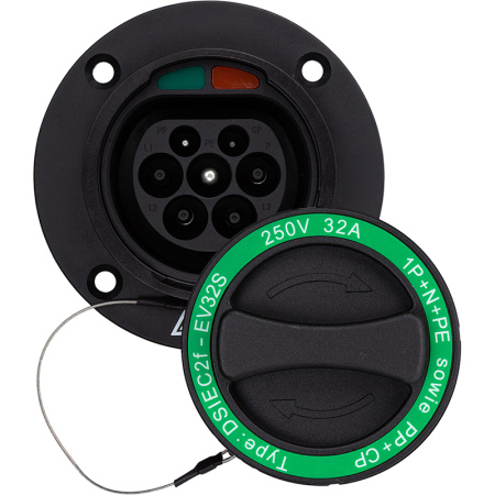 Фото Розетка HiSmart для электромобиля Type 2 Mennekes (Male), 32A, 3-фазная