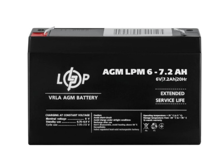 Фото Аккумулятор AGM LPM 6V - 7.2 Ah