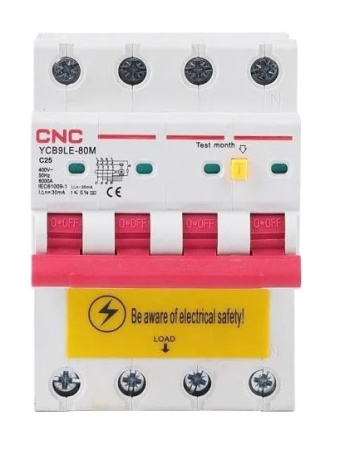 Фото Диференційний автоматичний вимикач CNC YCB9LE-80M 4P C25 6000A 30mA 230V