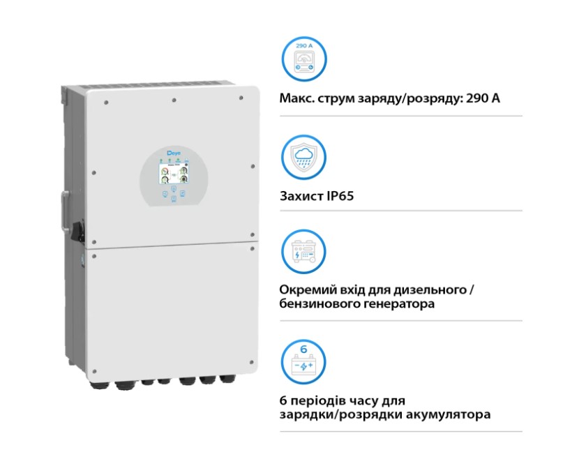 Фото Гібридний інвертор DEYE 16KW 48V 3 MPPT Wi-Fi 220V 1 фаза