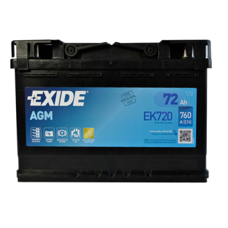 Фото Акумулятор EXIDE START-STOP AGM 72Ah Ев (-/+) (760EN)