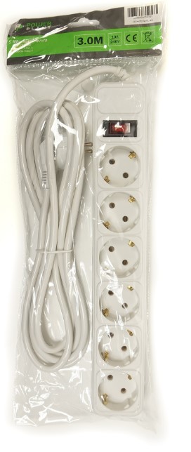 Фото Мережевий фільтр PowerPlant з кабелем для ДБЖ 3 м, 3x1.5мм2, 10А, 6 розеток, євростандарт