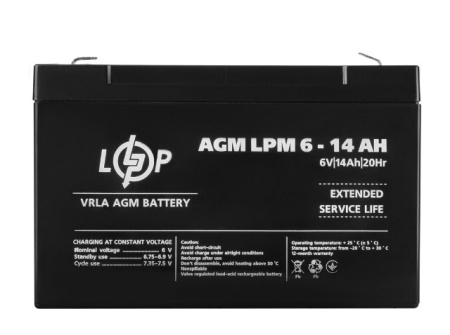 Фото Аккумулятор AGM LPM 6V - 14 Ah