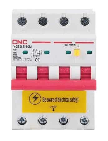 Фото Диференційний автоматичний вимикач CNC YCB9LE-80M 4P C63 6000A 30mA 230V