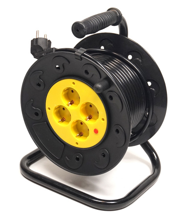 Фото Подовжувач на котушці PowerPlant 15 м, 3x1.5мм2, 10А, 4 розетки (JY-2002/15)