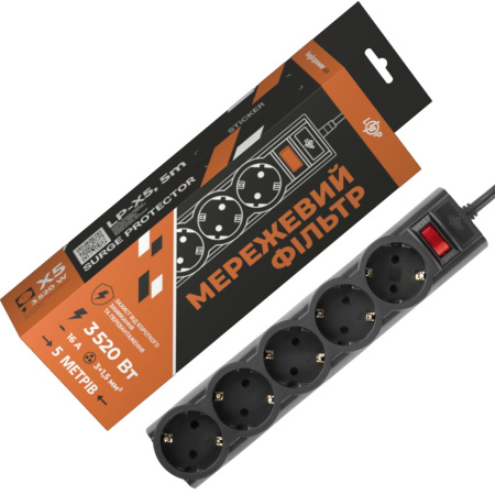 Фото Мережевий фільтр PREMIUM LP-X5 5 м Black (3520Вт)