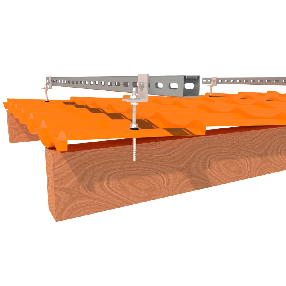 Фото StringSetter Zinc M19 комплект оцинкованного креплений 19 PV модуля для металлочерепицы 2021